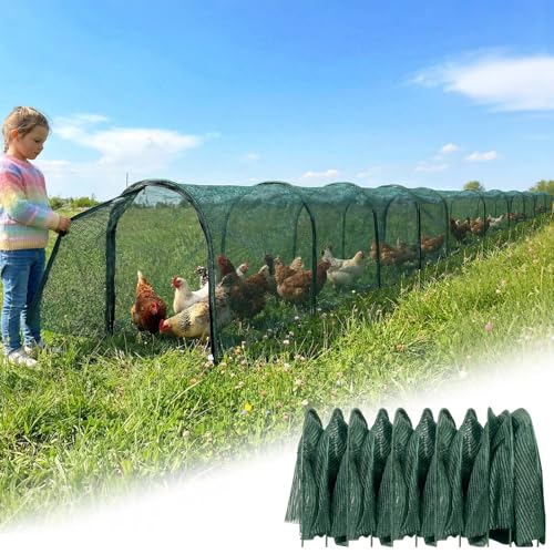 Chicken Runs for Yard,79" & 157" Extra Long Foldable Chicken Tunnels for Outside,All-in-One Kit with Sun Protection Net, Removable Door, Frame & Tools (Green, 393 * 21 * 32 inches) - size: 393*21*32 inches