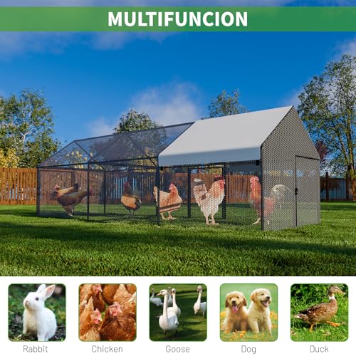 NUGRIART Metal Chicken Coop 157"×40"×40" Chicken Run with Waterproof Cover Portable Poultry Cage Walk in Hen House Outdoor Backyard Farm Animal Enclosure Crate Pet Playpen Exercise Pen for Rabbit Duck - size: 157.0"L x 40.0"W x 40.0"H