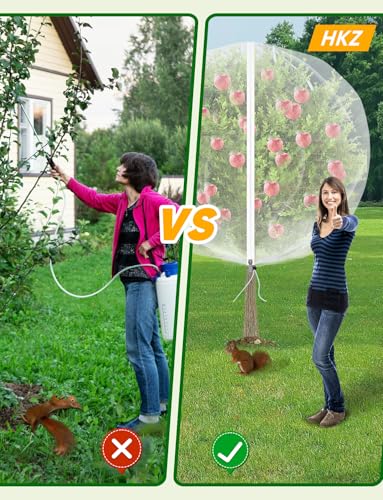 Fruit Tree Netting with Zipper - 4Pcs 5.3 x 8 FT Garden Bird Netting for Blueberry Bushes with Drawstring,Insect Plant Protection Mesh Net Bags for Tomato,Flowers,Animals,Cherry (4, 5.3 x 8 FT) - size: 5.3 x 8 FT