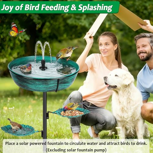 Metal Outdoor Bird Bath, Rust-Proof Removable Bowl for Garden Decor Green | Freestanding Birdbath & Birdfeeder with Heavy-Duty Base, Bird Bowl for Lawn Patio Yard Bird Feeding Decor, Easy to Install - color: Green