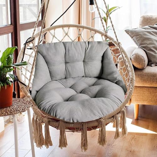 Hammock Chair Cushion, Hanging Basket Egg Chair Cushion Round Seat Thick Nest Back Pillow for Patio Garden Swing Chair Seat Pads (Only Pads) (Gray) - color: Grey