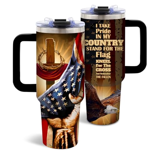 DUUV American Flag Cross Eagle Tumbler 40oz, Insulated 4th of July Cup Gift | Patriotic Tumbler Leakproof, Christian Gift for Dad Independence Day, Fathers Day Ideal Gifts for Man Anniversary, 1 Pack - color: Pride Flag
