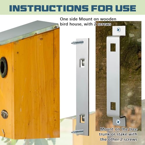 Blulu 4 Sets Bird House Hanger Bracket Stable Rust Proof Galvanized Steel Mounting Bracket for Securing Bird Houses Nesting Boxes Feeders, Quickly Remove for Cleaning (Silver) - color: Silver