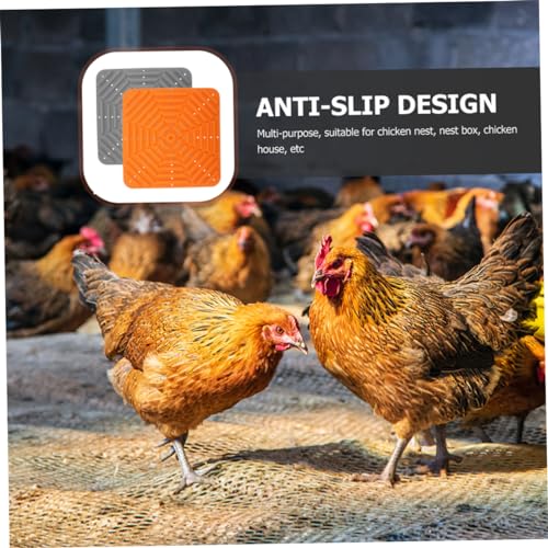 Angoily 2pcs Washable Chicken Coop Nesting Pads Lightweight Silicone Bedding Mats for Nesting Boxes Durable and Easy to Clean Chicken Cage Floor Protection Gray Orange