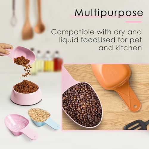 Dog Food Scoop-Melamine Pet Food Measuring Cup - 1 Cup 1/2 Cup 1/4 Cup Dog Cat Bird and Rabbit Food Feeding Scoop Dishwasher Safe - Pink - color: Pink