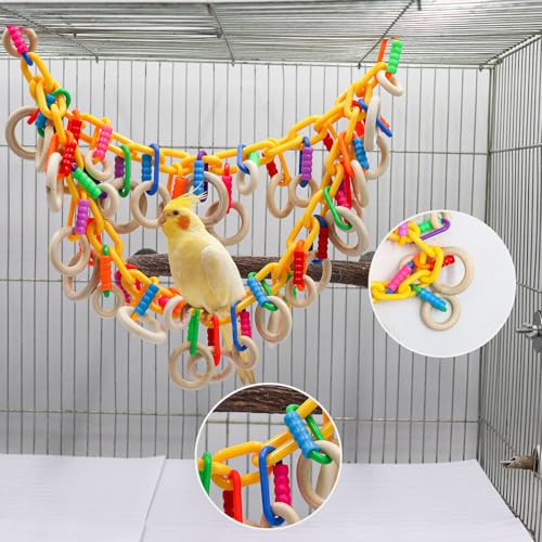 Interactive Wearable Bird Toy – Chewable Wooden Ring Necklace for Parakeets & Small Birds | Cage or Shoulder-Mounted Bonding Toy
