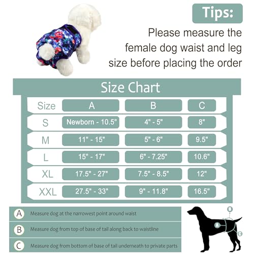 Female Dog Diapers - Premium Reusable Diapers for Doggie in Heat - Highly Absorbent for Pet Incontinence with Adjustable Snaps Rose Flower, S - color: Rose Flower, size: Small（New Born-11.5“Waist）