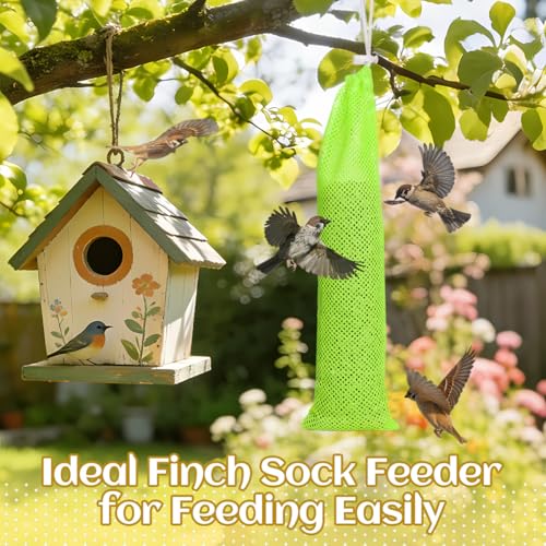 6Pcs Finch Sock Feeder for Outdoor, 3.9"x15.7" Thistle Seed Sacks, Yellow | MEWTOGO, with Food Grade Funnels, Bird Food Supply Tools, for Garden Yard Wild Finch Feeding - color: Yellow