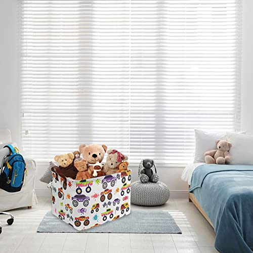Rectangular storage Basket with Handles Basket,Cute Pattern Storage Bin,Kids Toy Bin Foldable Nursery Laundry Basket for Kids(Racing car) - color: Racing car