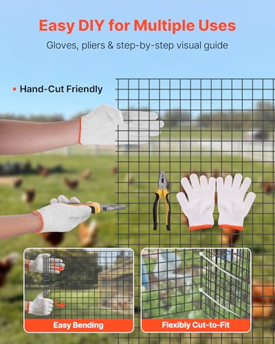 VEVOR Hardware Cloth 24 in x 50 ft, 1/2 in 19 Gauge Galvanized Wire Mesh Roll, Weather-Resistant Vinyl Coated Chicken Wire Fencing, Heavy Duty Welded Garden Plant Fencing for Rabbit Cage Snake Fence - size: 24in*50ft