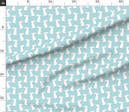 Spoonflower Fabric Bunny Rabbits Small Scale Blue on Petal Signature Cotton | Fat Quarter | Easter Bunnies Eggs Decor Print | Use for Sewing Quilting Apparel Home Decor - size: Fat Quarter