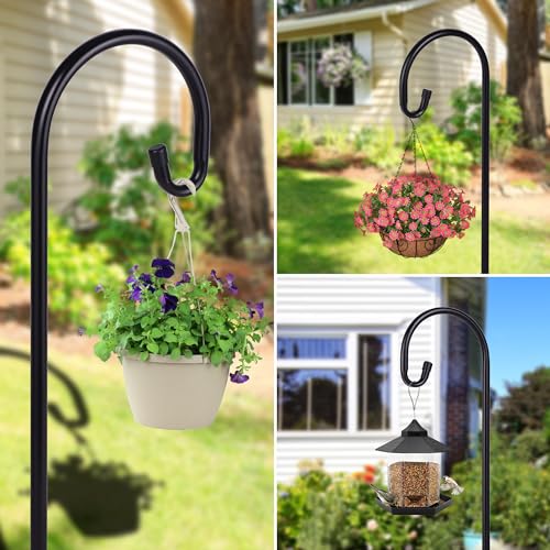 Shepherd-Hooks Adjustable for Bird-Feeder Lantern Plant-Hook Garden-Stake - Plant Stand Hanger for Outdoor Flower Basket, Bird Feeder Hanger Weddings Décor - size: 92 INCH, style: B-1 Pack