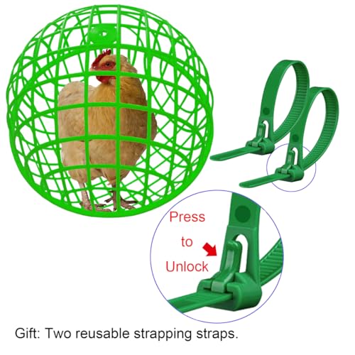 15.7" Ball-Shaped Movable Chicken Coop,Pigeon Rabbit Duck Safe Walking Net,Preventing Trampled by Horse,Predation by Eagles,Dog Bites.Pet Removable Prevent Harassment Safety Hutch(2 Pack) - color: Green(2 Pack)