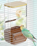 BNOSDM No Mess Bird Automatic Feeder Bird Cage Feeders Parrot Cage Accessories Transparent Seed Food Container with Perch for Finches, Parakeets, Budgies, Lovebirds, Cockatoos, Canaries (Brown) - color: Brown