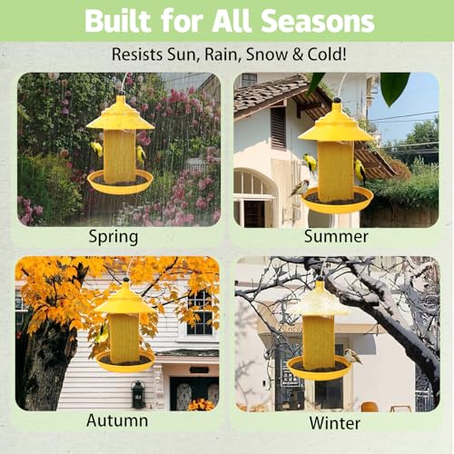 All-Metal Finch Feeder, Squirrel Resistant Nyjer Seed Bird Feeder Yellow | 2.5 lb capacity, powder-coated all-metal mesh resists squirrels and weather while keeping nyjer seed fresh and accessible. - color: Yellow, size: 2.5 LB