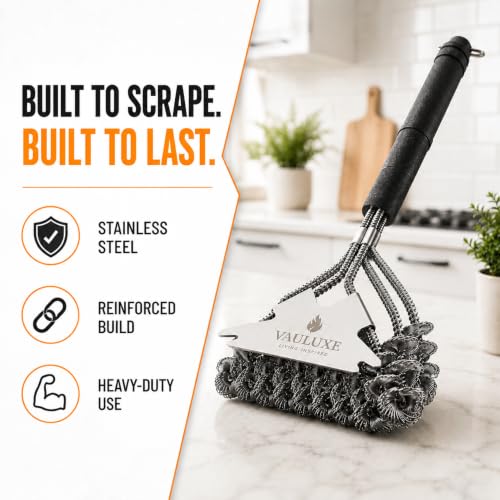 18 Inch Bristle Free Grill Brush, BBQ Cleaner with Spiral Spring Head, Steel Scraper