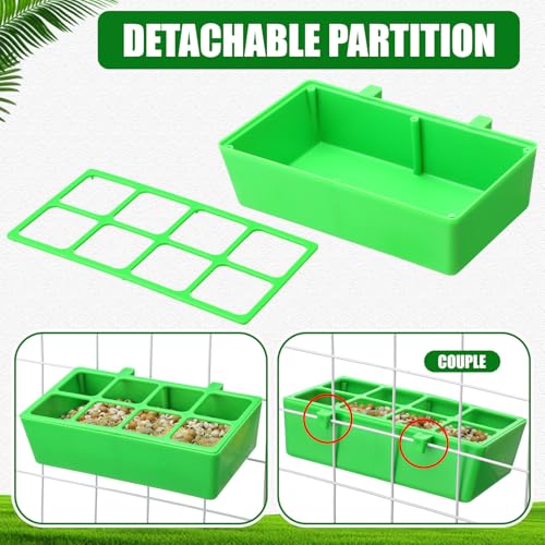 Honeydak 8 Pack No Mess Quail Feeder Trough Removable 8 Slots Hanging Chicken Feeder Bowl Water Trough Food Dispenser Tool for Pigeon Chicks Quail Parrots Duck Bird Poultry Animal