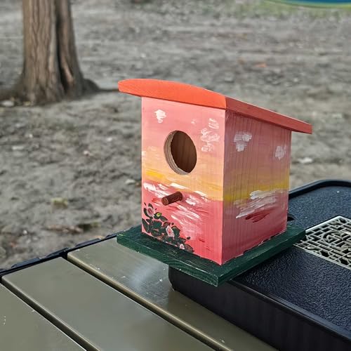 YCHTEWY-DIY Wooden Bird House,Wild Bird Feeder, Hanging Birdhouse Attract Birds & Beautify Your Yard! (Cream, E) - size: E