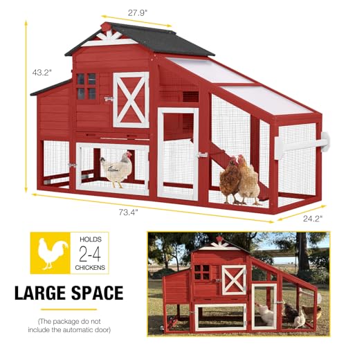 Aivituvin Chicken Coop Mobile Hen House on Wheels Wooden Poultry Cage Rabbit Hutch with Nesting Box,Leakproof Pull-on Tray