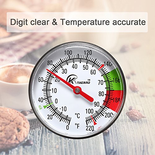 Instand Read 2-Inch Dial Thermometer,Best for The Coffee Drinks,Chocolate Milk Foam - size: 0~220℉
