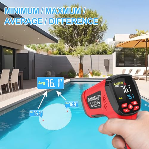 Infrared Thermometer High Temperature Gun -40℉~2912℉, 50:1 Dual Laser Thermometer with Probe 14℉ - 932℉, Digital IR Temp Gun for Cooking, Pizza Oven, Engine, Kiln, Forging, Industrial Use - color: Red -40°F - 2912°F(-40-1600℃)