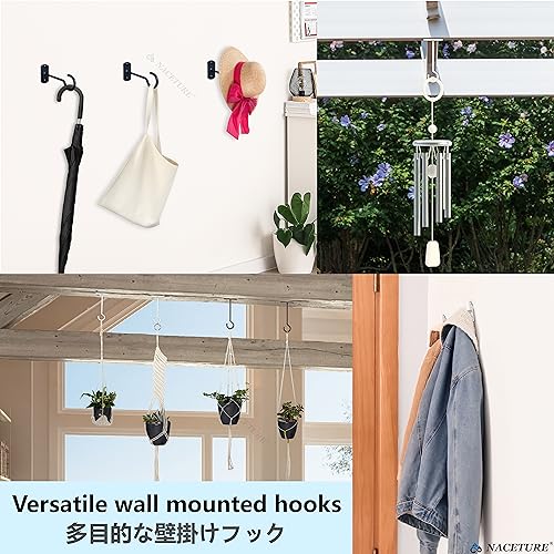 Ceiling Hooks for Hanging Plants - Square Wall Mount Plant Hanger Indoor Hanging Hooks Metal Plant Bracket Iron Lanterns Hangers for Wind Chimes, Planters (Square 5" Black 6 Pack) | Square-style ceiling hooks for hanging plants, baskets, bird feeders, lig
