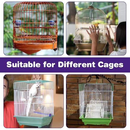 Bird Cage Cover, Large Breathable Nylon Mesh Seed Catcher Birdcage Guard with Adjustable Elastic Skirt for Prevents Seed Mess, Universal Birdcage Accessories for Parrot, Budgie, Cockatiel