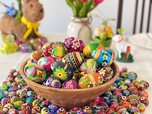 Polish Easter Hand Painted Wooden Eggs (Pisanki) Decorative Eggs for Easter Set of 6 Medium Eggs - size: Set of 6 Medium