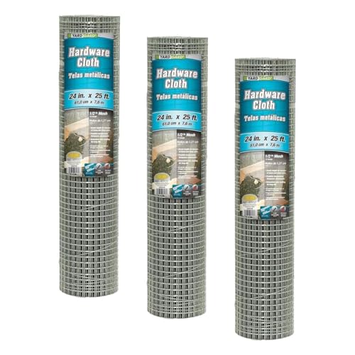 YARDGARD 308224B Hardware Cloth, 2-Feet by 25-Feet, Silver (Pack of 3) - size: 24" Inched by 25 Feet (Pack of 3)