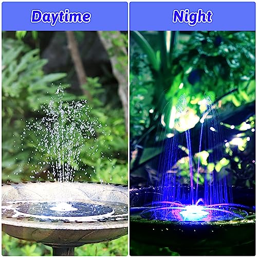 AISITIN 3.5W Solar Fountain Remote Control, LED Colorful & 3000mAh Battery | Solar Fountain Pump with Bracket and 8 Nozzles, Solar Water Fountain for Bird Bath, Garden, Pond and Outdoor