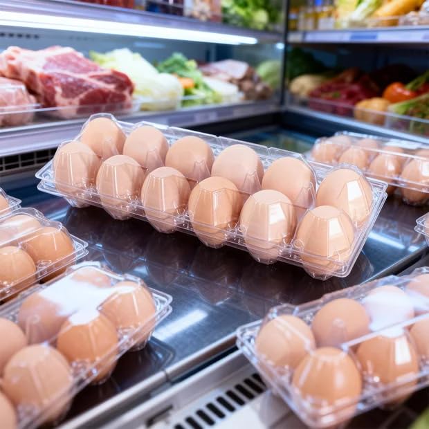 Plastic Empty Eggs Cartons 12 Count Clear Tray Bulk 120 Pack | 2x6 Grid Trays Egg Containers, Clear Stackable Fridge Storage for Chicken Farm, Market, Refrigerator, Restaurant Use