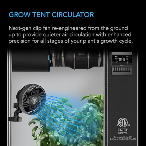 AC Infinity CLOUDRAY A6, Grow Tent Clip Fan 15cm with Redesigned Long-Life | Redesigned Long-Life EC Motor, 10 Dynamic Wind Speeds, IP-54 Weatherproof, Manual Swivel for Hydroponic Air Circulation - size: 6", Manual Swivel