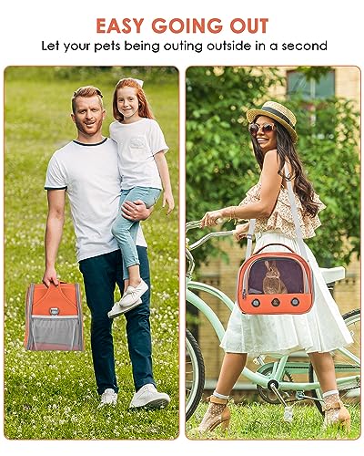 Bissap Guinea Pig Carrier Bag, Portable Small Animal Carrier Pouch for Hamster Chinchilla Rabbit Gerbil Hedgehog Sugar Glider Outgoing Travel Carrying Case -Orange - color: Orange
