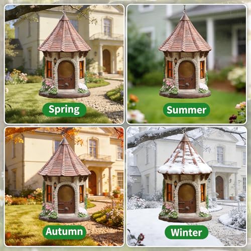 Bird Houses for Outside Resin Birdhouse Tile Roof Birdhouses for Outdoors for Bluebird Finches Cardinals Bird Nesting Garden, Patio, Yard - color: Grey