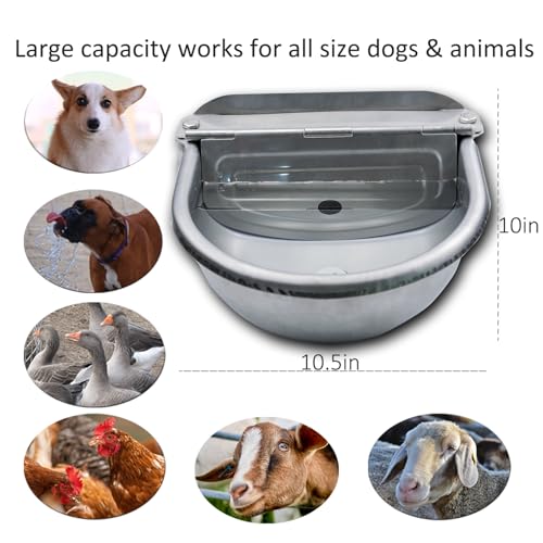 Automatic Dog Water Bowl Dispenser Large Size Pet Waterer Feeder Stainless-Steel Water Trough for Poultry and Small Livestock