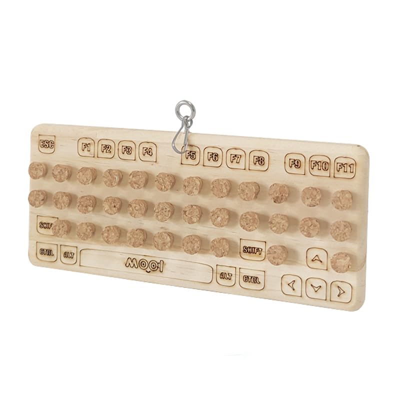 LOS ANDES Parrot Chew Toy with Soft Corks, Wooden Biting Training Toy and Foraging Bird Toys,Bird Cage Accessories, Parakeet Toys - size: Keyboard