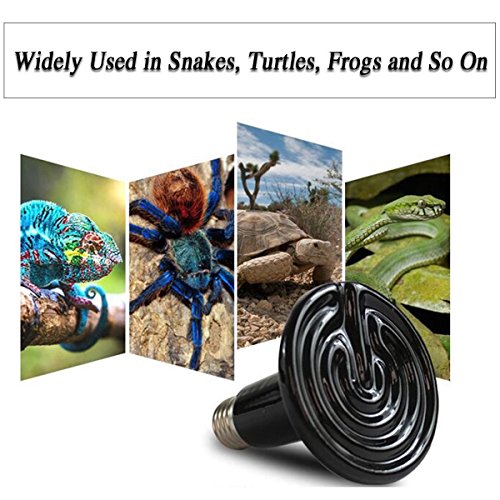 2-Pack 200W Reptile Ceramic Heat Lamp,E27 110V Infrared Heat Emitter Bulb,No Harm No Light Infrared Heat Emitter Brooder Lamp for Pet Coop Heater Reptile Chicken Turtle Heating Light Lamp,Black