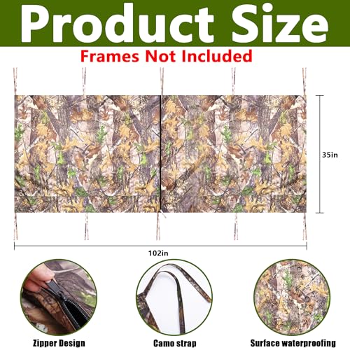 Hunting Tree Stand Blinds-Treestand Camo Blind Cover- Hunting Camouflage Ground Blinds with Zipper for Hunting Deer, Turkey (Frames Not Included)