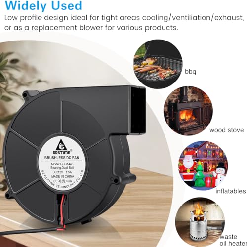 GDSTIME 140mm x 40mm Variable Speed Blower Fan, 110V 120V AC Powered 1440 | 12VDC Brushless Motor, Squirrel Cage Blowers, Small Powerful Centrifugal Fans, for DIY Projects Cooling Exhaust Ventilation - size: 140x40mm