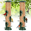 Metal Bird Feeder- 6 Port Tube Feeder for Outdoors with Metal Lid, Easy Fill & Clean, Weather Resistant, 13 Inch