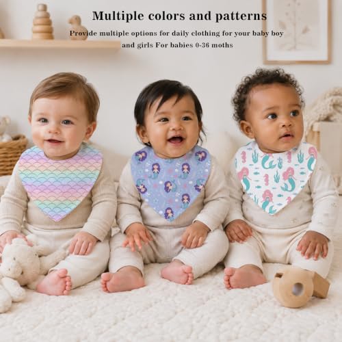 Baby Organic Cotton Teething Cloth Newborn Baby Burp Cloth Bandana Drool Cloth for Drooling Cotton Baby Gifts - color: Mermaid