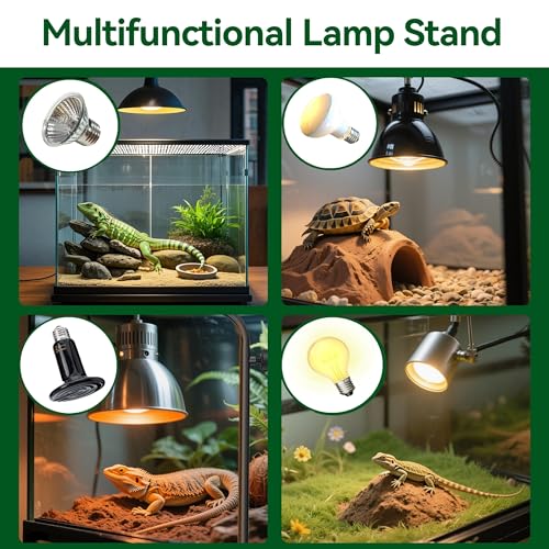 Reptile Heat Lamp Stand, Adjustable 18"-32"H Light Holder, Heavy Base | Heavy Duty, Wide Compatibility for Bearded Dragon, Turtle, Snake, Lizard, Terrarium Tank or Aquarium Use - size: 32" Height