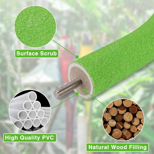 Rypet U-Shaped Parrot Perch, Quartz Bird Perch for Cage(Green S) | Safe Chew & Rest Perch for Large Birds, Durable Non-Toxic Cage Accessory, for Parakeets Cockatiels Conures Macaws - color: Green, size: Small