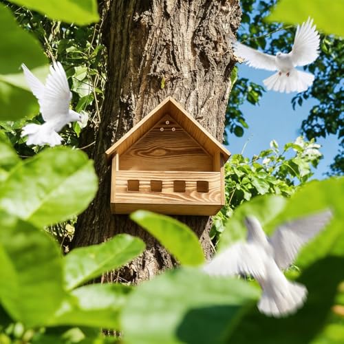 Mourning Dove Nesting Box - 11.42"x6.30"x10.63" Carbonized Cedar Bird House, Outdoor Wooden Birdhouse for Doves & Small Birds to Nest, Thoughtful Gift for Bird Lovers