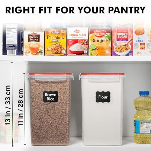 2 PC [7 Qt / 6.5L / 220 Oz] Large Food Storage Containers with Lids Airtight - BPA Free Clear Plastic Kitchen and Pantry Storage Containers for Cereal, Flour, Sugar, Rice - color: Red - 2 Pack