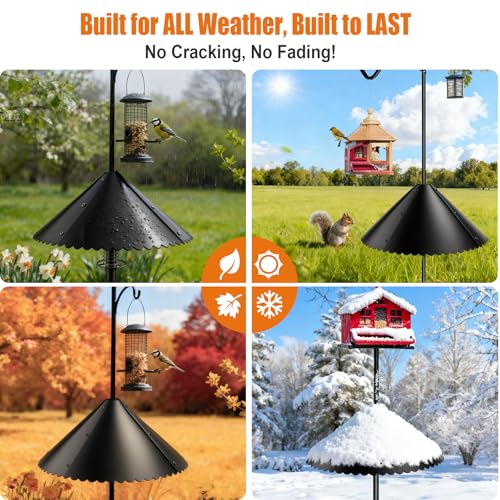 Upgrade Metal Squirrel Baffle for Bird Feeder Round Pole, for 0.5-1.2" Pole | 18 Inch Wide Heavy-Duty, Weatherproof & Chew-Proof Squirrel Deterrent, Bird House Guard for Outdoor