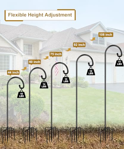 Shepherd Hook 60 Inch Tall Heavy-Duty Metal Garden Hanging Pole Stake for Bird Feeder Pole Plant Baskets, Black (2 Pack) - size: 60in-2pcs