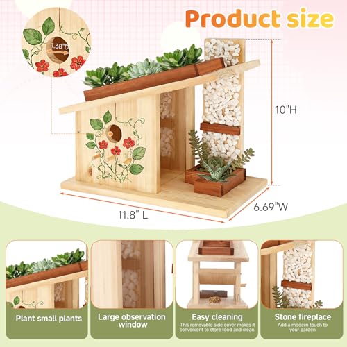 Modern Birdhouse Woodworking Kit, Natural Cedar Wooden birdhouses for Outdoors with Paint Set, Creative DIY Birdhouse Gift, Build Your Own Bird House Kit