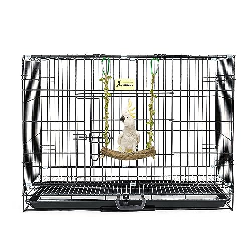 Bird Swing Stand Bird Perch Stand Parrot Rope Swing Hanging Toy Cage Toys Training Stand Holder Exercise Stand Bird Chewing Toy for Lovebird, Budgie Conure Finches Lovebird Cockatiel, 7.9 x 7.1 Inch