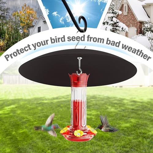 13" Bird Feeder Rain Guard, Hummingbird Feeders Shade Dome Cover, Hanging Baffle for Bird Feeder Pole,Smart Birds Feeder Umbrella (Black), 2 Pack - color: Black, size: 13Inch / 2 Packs